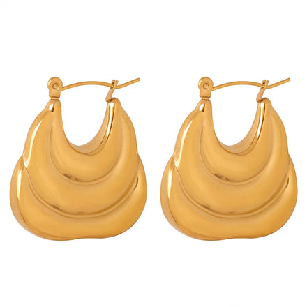 Trendy Hypoallergenic Wholesale Buddhist Earrings Waterproof Jewelry Stainless Steel 18k Gold Plated Hollow Geometric Earrings
