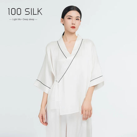 100% Silk Pajamas ODM Spring Summer Luxurious Women Home Wear Set Detachable Feather Ice Silk Women Pajamas