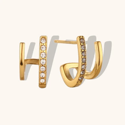 Fashion Stud Earrings 18k Gold Pvd Plating Stainless Steel Earrings Wholesale Bulk Non Tarnish Rhinestone Earrings