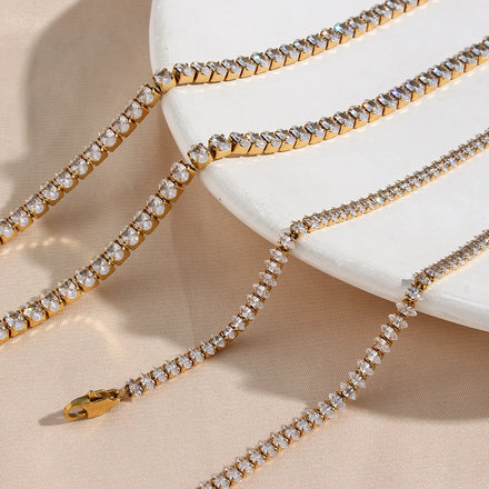 Dreamshow Shining Zircon Frosty Tennis Zircon Necklace Chokers for Women Necklace Jewelry Bridal Jewelry