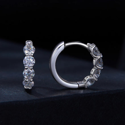 Luxury Modern Casual 2023 Huggie Earrings 925 Sterling Silver Jewellery Western Girls Moissanite Cluster Earring for Women