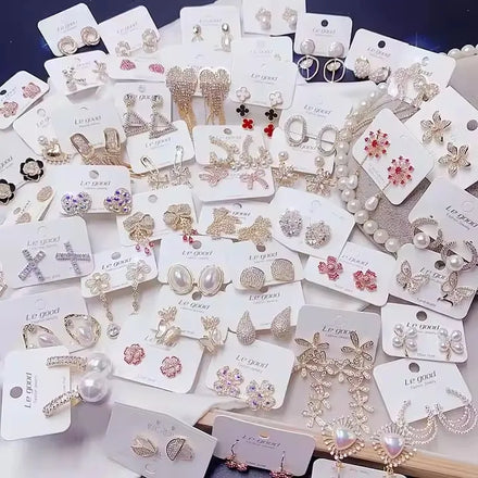 Cheap Price Mix Earrings Sale Bulk Jewelry Supplier Women Girl Pearl Flower Elegant Earring