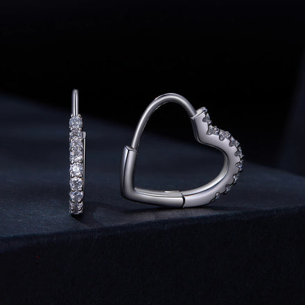 Factory Wholesale Heart-shaped Moissanite Earrings Female European and American Trend 925 Sterling Silver Moissanite Earrings