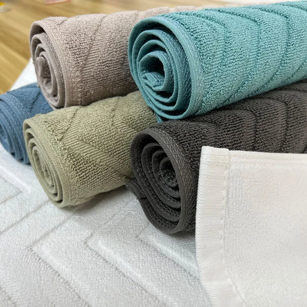 Luxury 100% Cotton Jacquard Bath Mat Absorbent and Washable for Home Hotel Spa Bathroom