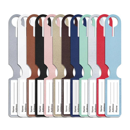Hot Sale PU Luggage Tag for Travel Trip 12 Solid Colors Leather Suitcase Tags Can Custom Logo Packaging Low MOQ