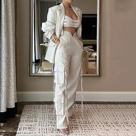 Boutique Wholesale 2026 Autumn New European and American Fashion Coat Casual Pants Street Women's Set