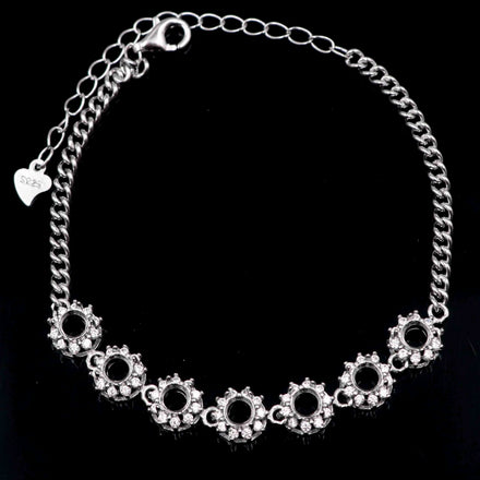 Sterling Silver 4*4mm Semi Mount Bracelet Empty Support Blank Claw Setting S925 Base Holder Without Center Stone Inlay for DIY