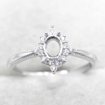 Semi Mount 4*5mm Sterling Silver Ring Empty Frame Blank Support Claw Setting S925 Base Holder Without Center Stone for DIY Inlay