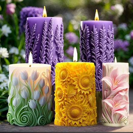 Blossoming Column Candle Silicone Mold DIY Flower Column Wedding Gift with Hand Fragrance Grinding Tool Customization