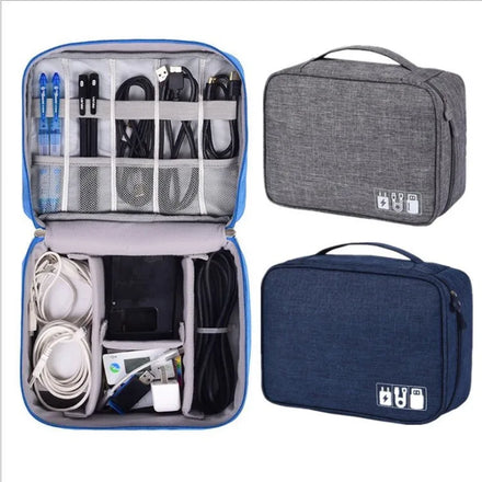 Double Layer Travel Portable Electronic Gadget Cable Organizer Digital Storage Bag HDD Powerbank Case Organizer Storage Bag