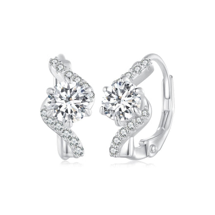 Elegant 925 Sterling Silver Moissanite Earrings Factory Wholesale 50 Points Wavy Design for Women