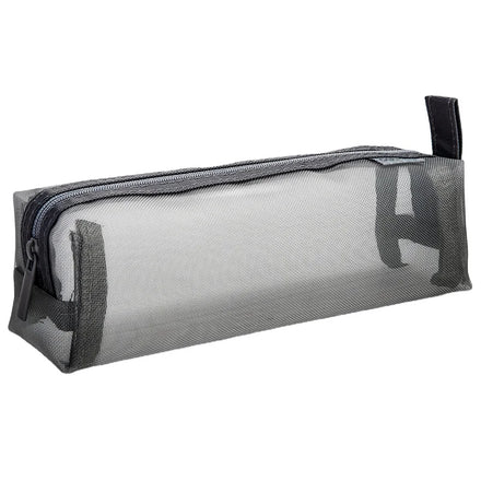 Deli 66747 Gray Transparent Mesh test Pencil Pouch Large Capacity Hand-held Stationery Bag for Students 96pcs Per Carton Set