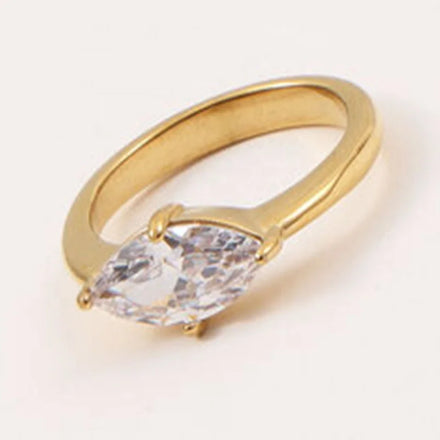 New Arrivals Wholesale High Quality Jewelry 18k Gold Plated Stainless Steel Cubic Zircon Ring for Women