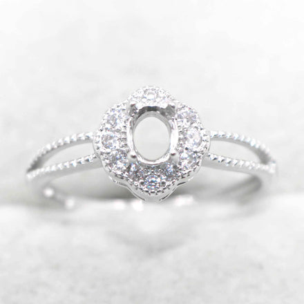 Semi Mount 4*5mm Sterling Silver Ring Frame Empty Blank Support Claw Setting S925 Base Holder Without Center Stone for DIY Inlay