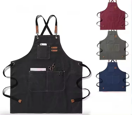 Custom logo Waiter Waitress Apron Unisex Kitchen Restaurant Cafe Gardening Canvas Chef Kitchen Cooking Aprons with Pockets