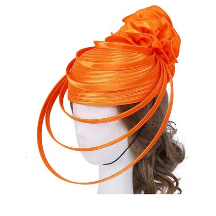 Vintage Silk Fabric Accessories Party Show Fascinator Hat Headwear Women Flower Top Hat Ladies Wedding Hat Head Dress