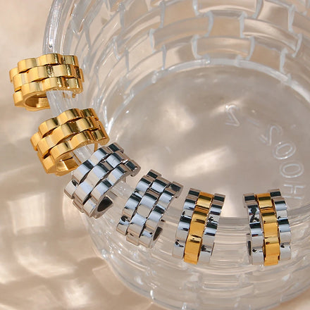 Guarantee Dreamshow Statement Chic Jewelry Watchband Chunky Earrings for Women Stainless Steel Earrings Gold Plated Jewelry