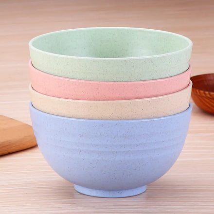 Cheap Reusable Kitchen Eco Friendly Round Colorful Design Children Kid Cereal Dinner Soup Rice Wheat Straw Bowl