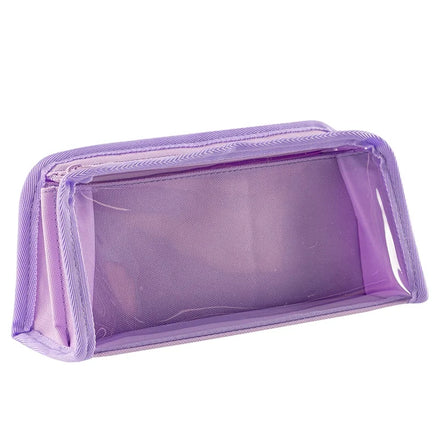Deli BC291 Purple Transparent Four-layer Large Capacity Pencil Pouch Stationery Bag for School Students 96pcs Per Carton Set