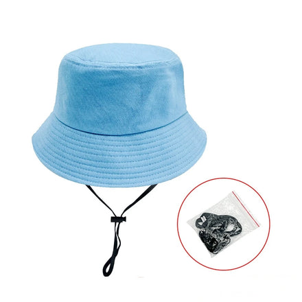 Custom Logo Wide Brim Men s Outdoor Sun Protection Fisherman Bucket Hat With String