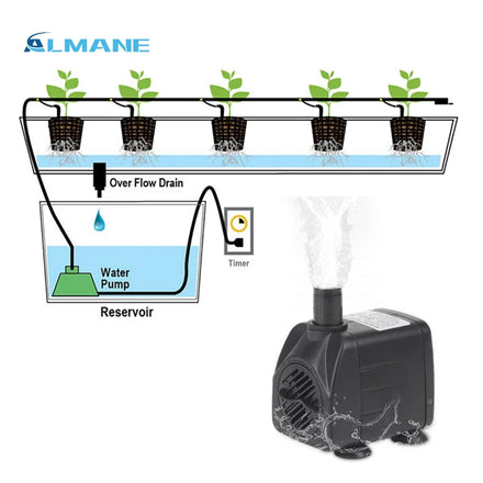 Hot Selling 160GPH Plastic Hydroponics Water Pump AL-338 8W 1.2M H-max Eco-Friendly 110V 60Hz 220V 50Hz