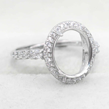 Sterling Silver 9*11mm Semi Mount Ring Empty Frame Blank Support Setting S925 Base Holder Without Center Stone for DIY Inlay