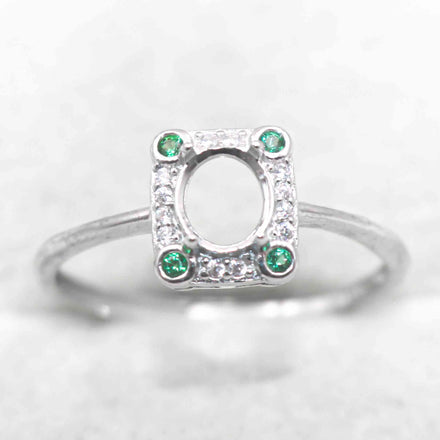 Semi Mount Ring 5*6mm Sterling Silver Empty Frame Blank Support Claws Setting S925 Base Hold Without Center Stone for DIY Inlay