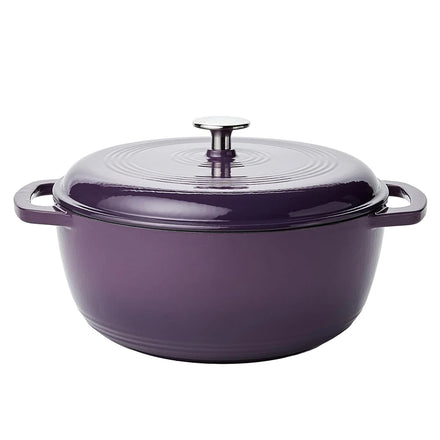 Bright Houseware Classic European Design Purple Enameled Cast Iron Metal Dutch Oven 6QT Two Ears Handle Gas Induction Ready