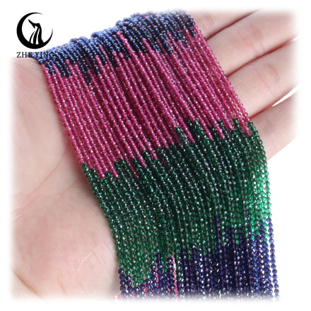 Zhe Ying Wholesale 2mm Faceted Crystal Beads Gradient Hand Beading Round Faceted Glass Beads for Jewelry Making