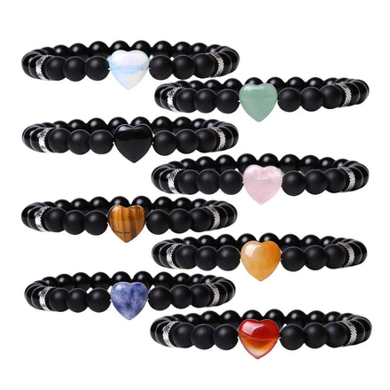 Wholesale Natural Gemstone Crystal Yoga Bracelets Lucky Bracelets 8mm Fashion Heart-Shaped Beaded Bracelet