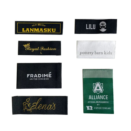 Luxury Custom Brand Name logo Low MOQ Middle Folded End Folded High Density Wash Care Label Neck Satin Woven Label for Clothing