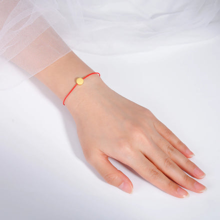 Stainless Steel Round Pendant Bracelet Adjustable Rope Chain Charm Bracelets for Women