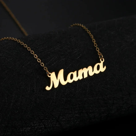 Trendy Stainless Steel Mama Letters Pendant Necklace with Link Chain Mom Nameplate Necklace for Mother's Day Gifts