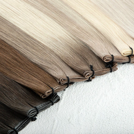 European Genius Weft Virgin Russian Blonde Human Hair Extensions Double Drawn Straight Style