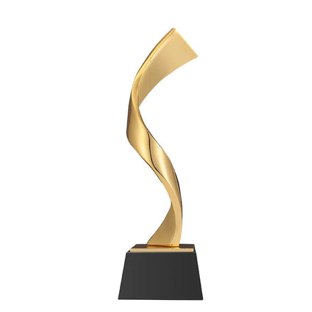 Personalised Eco-Friendly Crystal Trophy Custom Logo-Business Awards Twisted Silver Zinc Alloy Base Glass Insertion Gift Box
