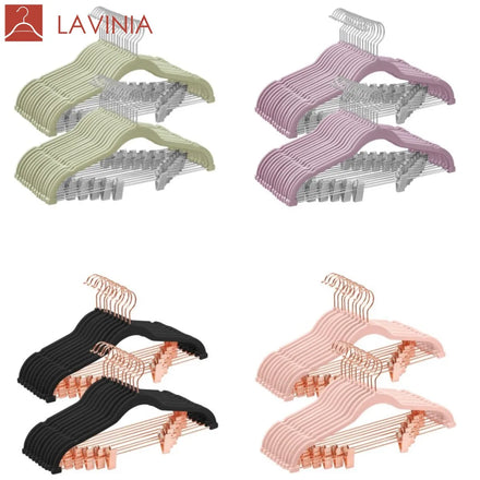 Lavinia Wholesale Custom Cheap Non-Slip Space Saving Plastic Hanger With Clip Velvet Hangers