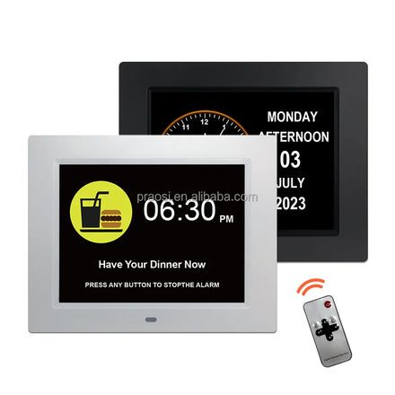 2024 Pros 8 Inch Digital Calendar Alarm Clock With Day Date Month Year Temperature Wall Desk Clock for Senior Dementia Alzheimer