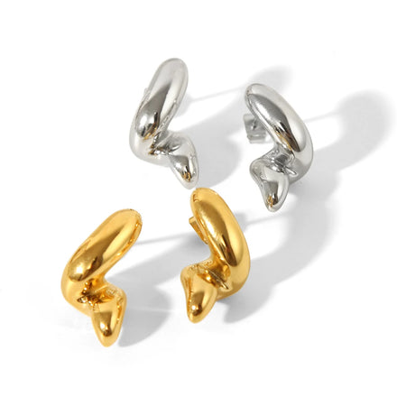 New Arrival Trendy Geometric Stainless Steel 18K Gold Plated High Polished Spiral Stud Earrings for Women Tarnish Free Jewelry