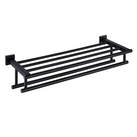 Bathroom Matte Black SUS 304 Stainless Steel Towel Shelf Wall Mount Lavatory Rack Heater Double for Home Hotel for Kitchen Use