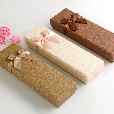 Pink Pen Hard Paper Box Heaven and Earth Cover Box Gift Beige Bow Girl Heart Cute Packaging Pen Box