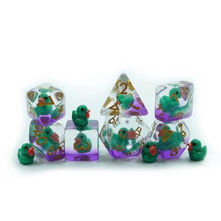New Design Best Price Dungeons & Dragons Game Green duck Soft Edge Resin Dice Set of 7