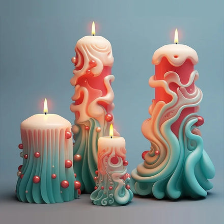 Sculptured Cylindrical Aromatherapy Candle Silicone Mold DIY Custom Spiral Pattern Valentine's Day Expanded Stone Gift