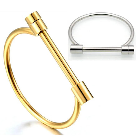 Simple Design Stainless Steel d Shaped Horseshoe Bangle Bracelet