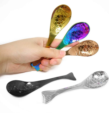 Asian Soup & Coffee Spoon with Short Handle 304 Stainless Steel Fish Shape for Honey Stirring