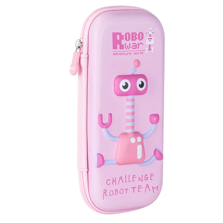 Deli 67061 pink Cartoon Robot Pattern Pencil Pouch for Girls Large-capacity Students Portable Pencil case 96pcs Per Carton Set