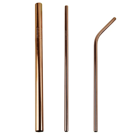 Portable Eco Drinking Metal Straw Set with Logo Cocktail Printing Pouch Bag and Cleaning Brush for Bar Accessories