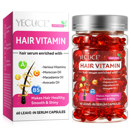 Hot Sale 60 Leave No Rinse Hair Vitamin Capsules Hair Treatment Serum With Moroccan Argan Macadamia Avocado Oils for Women Men