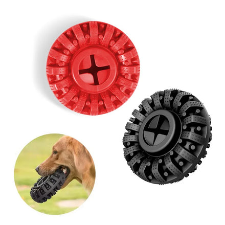 Multifunction Interactive Pet Toys Teeth Cleaner Leaky Eater Rubber Dog Chew Tire Shape Indestructible Hidden Food Dog Toys