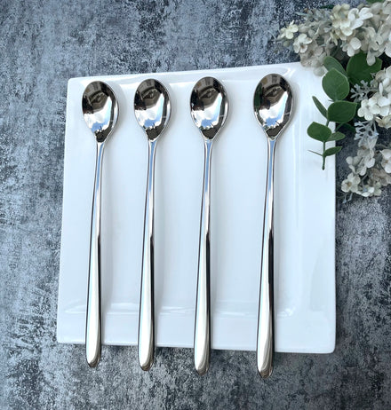 8.5 Inch Stainless Steel 304 Mirror Polish + Hand Polish Long Handle Serving Spoon Eco-Friendly Custom Logo Wedding Coffee Tea