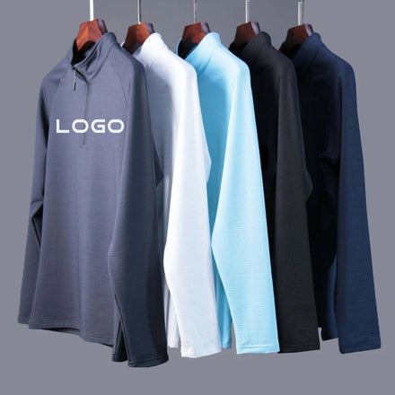 Custom Logo Long Sleeve 1/4 Zip Gym Blank Fitness Shirt Top Quarter Zip Pullover Golf Sweatshirt